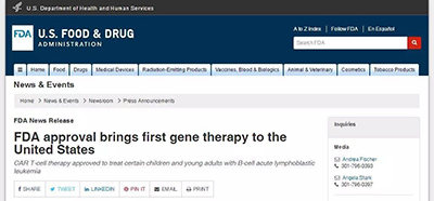 重磅：史上首个诺华CAR-T细胞药物获FDA批准上市